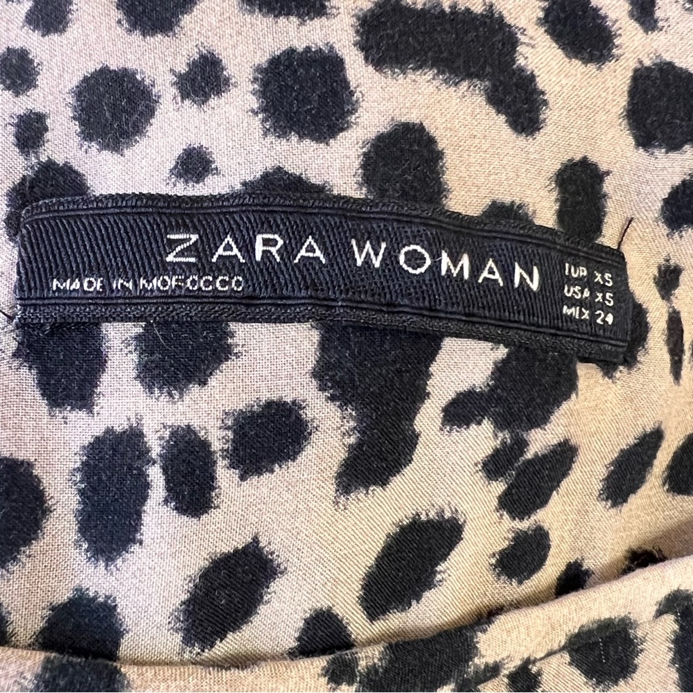 Zara Woman Animal Print Ruched Mini Dress XS Brown Black Night Out - Picture 10 of 11